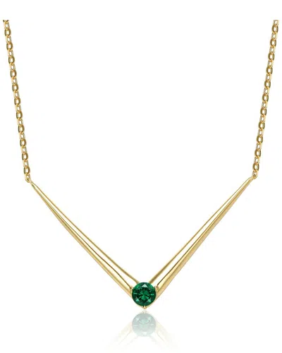 Genevive 14k Over Silver Cz Necklace In Gold
