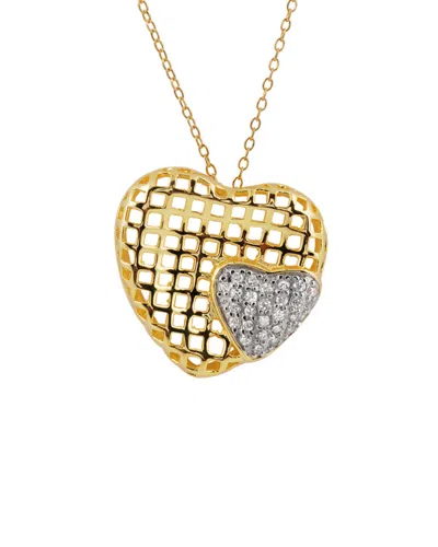 Genevive 14k Over Silver Cz Necklace In Gold