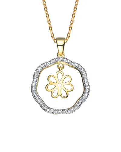 Genevive 14k Over Silver Cz Necklace In Gold