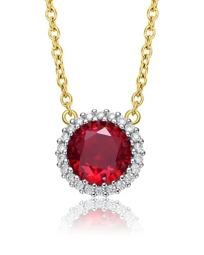 Genevive 14k Over Silver Cz Necklace In Gold