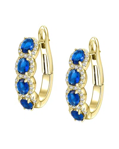 Genevive 14k Over Silver Cz Oblong Hoops