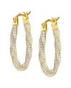 Genevive 14k Over Silver Cz Oblong Twist Hoops