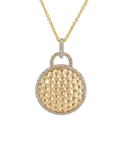 Genevive 14k Over Silver Cz Pendant In Gold