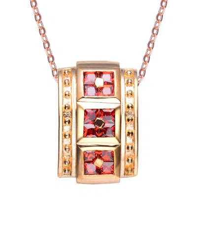 Genevive 14k Over Silver Cz Pendant In Gold