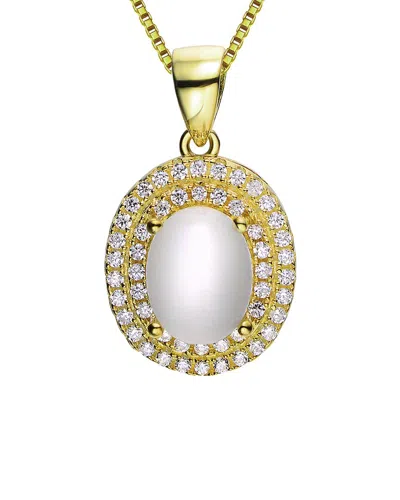 Genevive 14k Over Silver Cz Pendant In Gold