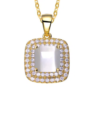 Genevive 14k Over Silver Cz Pendant In Gold
