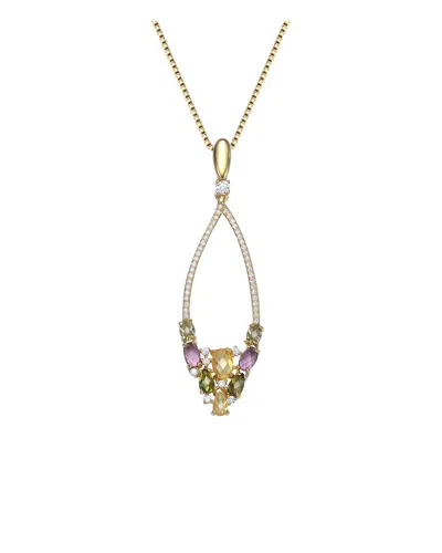 Genevive 14k Over Silver Cz Pendant In Gold