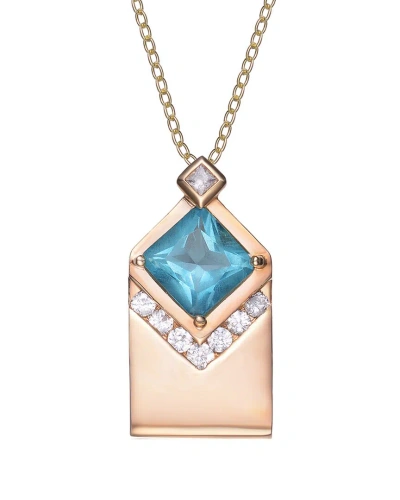 Genevive 14k Over Silver Cz Pendant In Gold