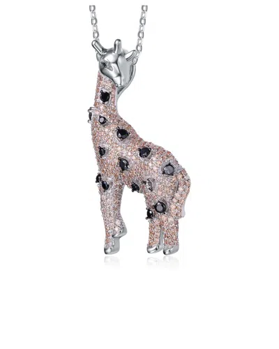 Genevive 14k Over Silver Cz Pendant Necklace In Neutral