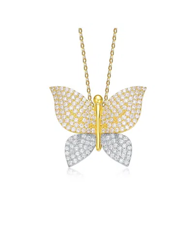 Genevive 14k Over Silver Cz Pendant Necklace In Gold