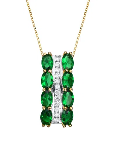 Genevive 14k Over Silver Cz Pendant Necklace In Gold