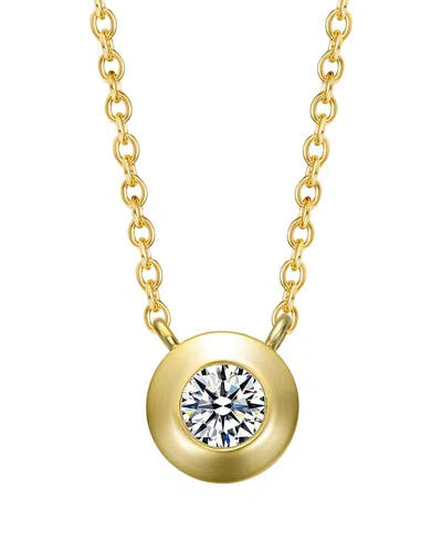 Genevive 14k Over Silver Cz Pendant Necklace In Gold