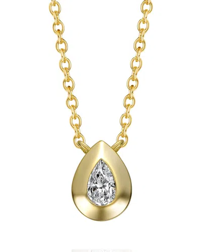 Genevive 14k Over Silver Cz Pendant Necklace In Gold