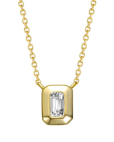 Genevive 14k Over Silver Cz Pendant Necklace In Gold