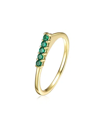 Genevive 14k Over Silver Cz Ring In Gold