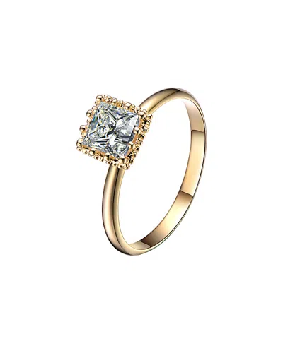Genevive 14k Over Silver Cz Ring In Gold