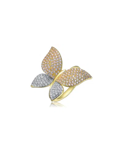 Genevive 14k Over Silver Cz Ring In Gold