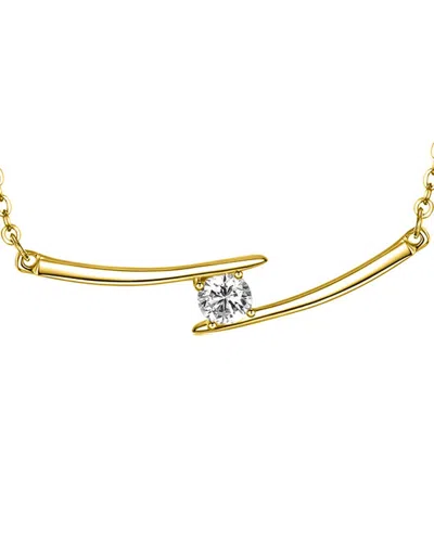 Genevive 14k Over Silver Cz Solitaire Pendant Necklace