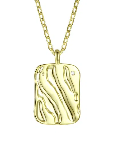 Genevive 14k Over Silver Cz Square Pendant Necklace