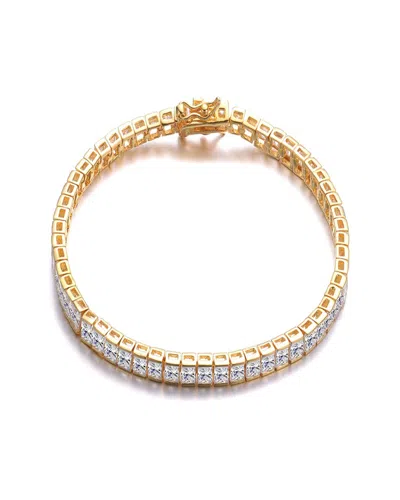 Genevive 14k Over Silver Cz Square Tennis Bracelet