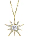 Genevive 14k Over Silver Cz Starburst Pendant