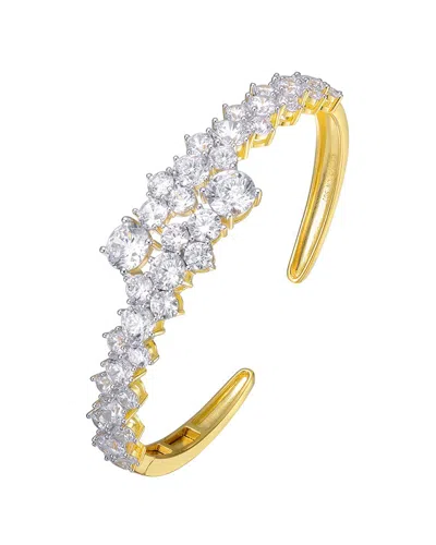 Genevive 14k Over Silver Cz Statement Bracelet In Metallic