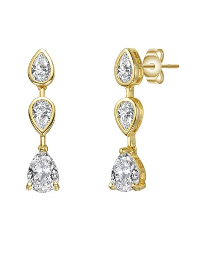 Genevive 14k Over Silver Cz Statement Earrings In Gold