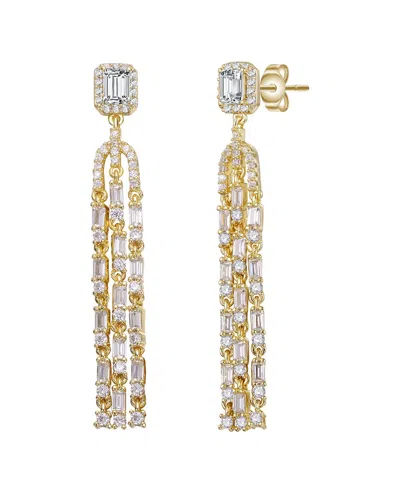 Genevive 14k Over Silver Cz Statement Earrings In Gold