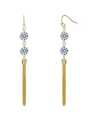 Genevive 14k Over Silver Cz Statement Earrings In Gold