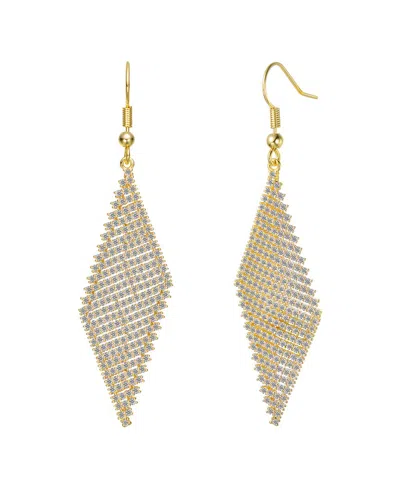 Genevive 14k Over Silver Cz Statement Earrings In Gold