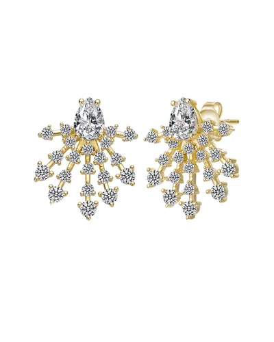 Genevive 14k Over Silver Cz Statement Earrings In Gold