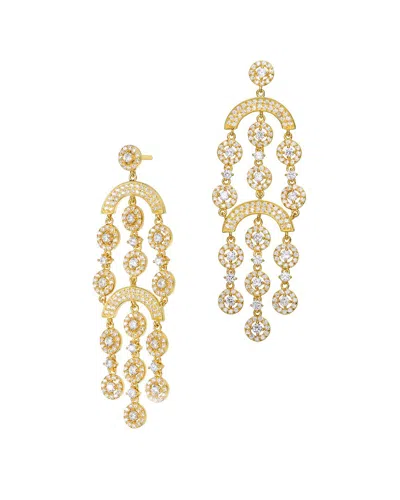 Genevive 14k Over Silver Cz Statement Earrings In White