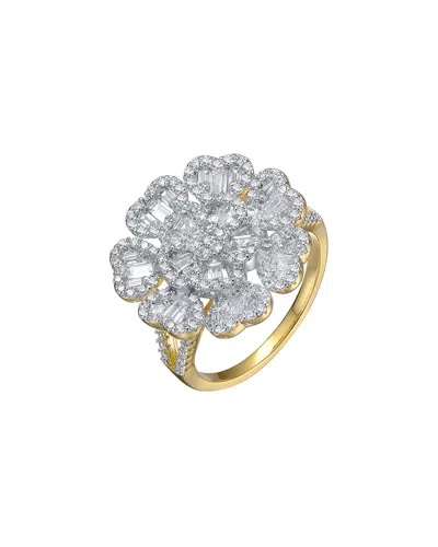 Genevive 14k Over Silver Cz Statement Ring In Gold
