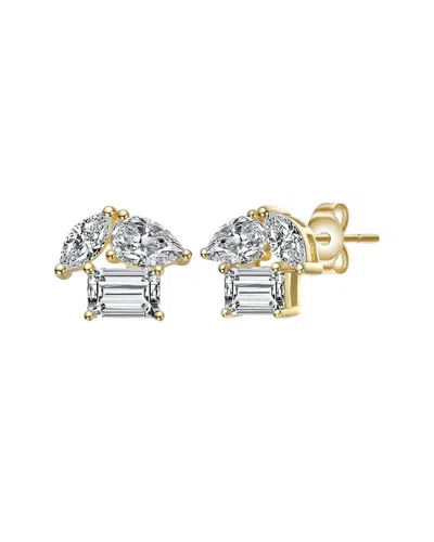 Genevive 14k Over Silver Cz Studs In Gold