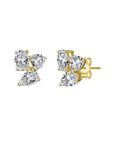 Genevive 14k Over Silver Cz Studs In Gold