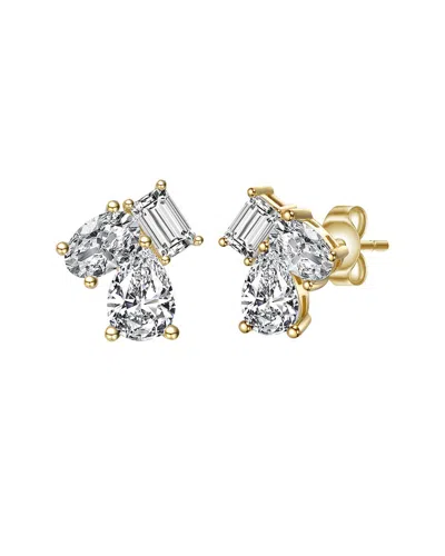 Genevive 14k Over Silver Cz Studs In Gold