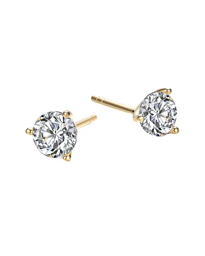 Genevive 14k Over Silver Cz Studs In Gold