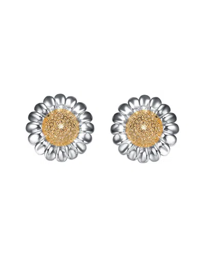 Genevive 14k Over Silver Cz Sunflower Earrings In Burgundy