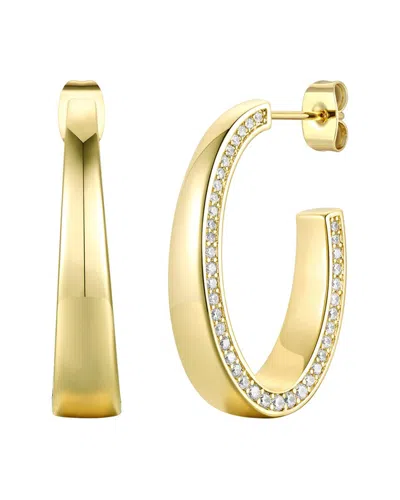Genevive 14k Over Silver Cz Tapered C Earrings In Gold