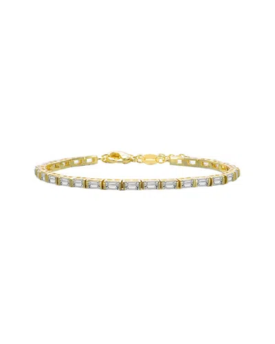 Genevive 14k Over Silver Cz Tennis Bracelet In Gold