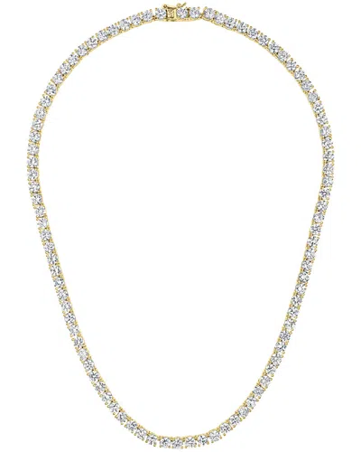 Genevive 14k Over Silver Cz Tennis Necklace In Green