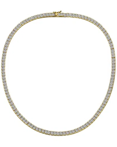 Genevive 14k Over Silver Cz Tennis Necklace In Gold