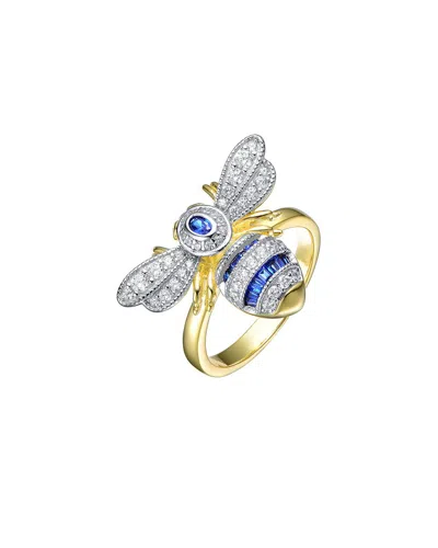 GENEVIVE GENEVIVE 14K OVER SILVER CZ WASP RING