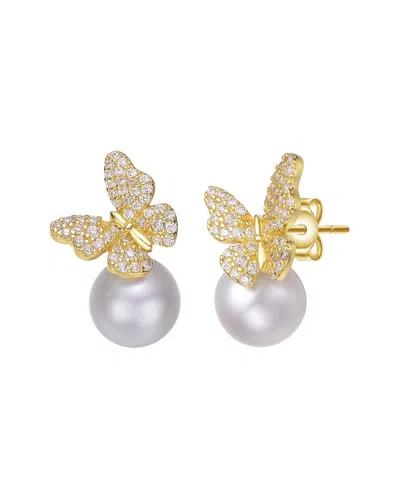 Genevive 14k Over Silver Pearl Cz Earrings