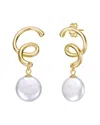 Genevive 14k Over Silver Pearl Drop Earrings