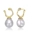 Genevive 14k Over Silver 11-10mm Pearl Earrings