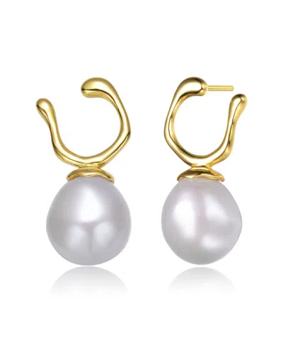 Genevive 14k Over Silver 11-10mm Pearl Earrings