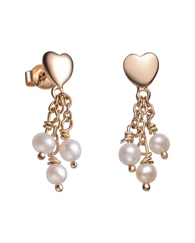 Genevive 14k Over Silver Pearl Earrings In Gold