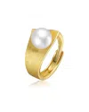 Genevive 14k Over Silver Pearl Ring In Gold