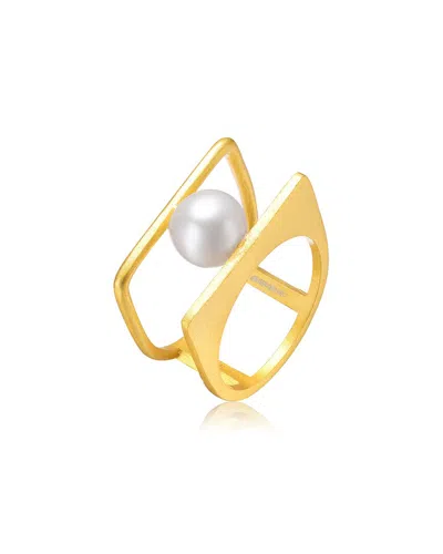 Genevive 14k Over Silver Pearl Ring In Gold